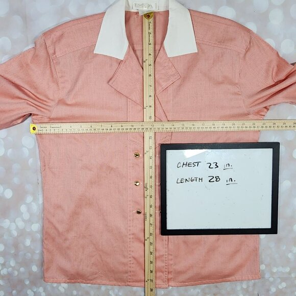 Escada Pink/White Double Breasted Button Down Bankers Shirt, Women's 42 - Picture 8 of 10